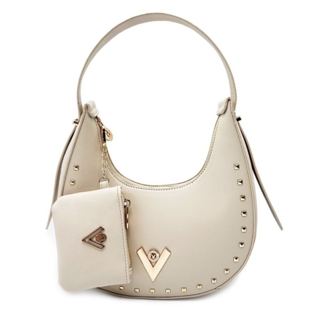 NEW Valentino Orlandi Studded White Shoulder Bag and Coin Purse